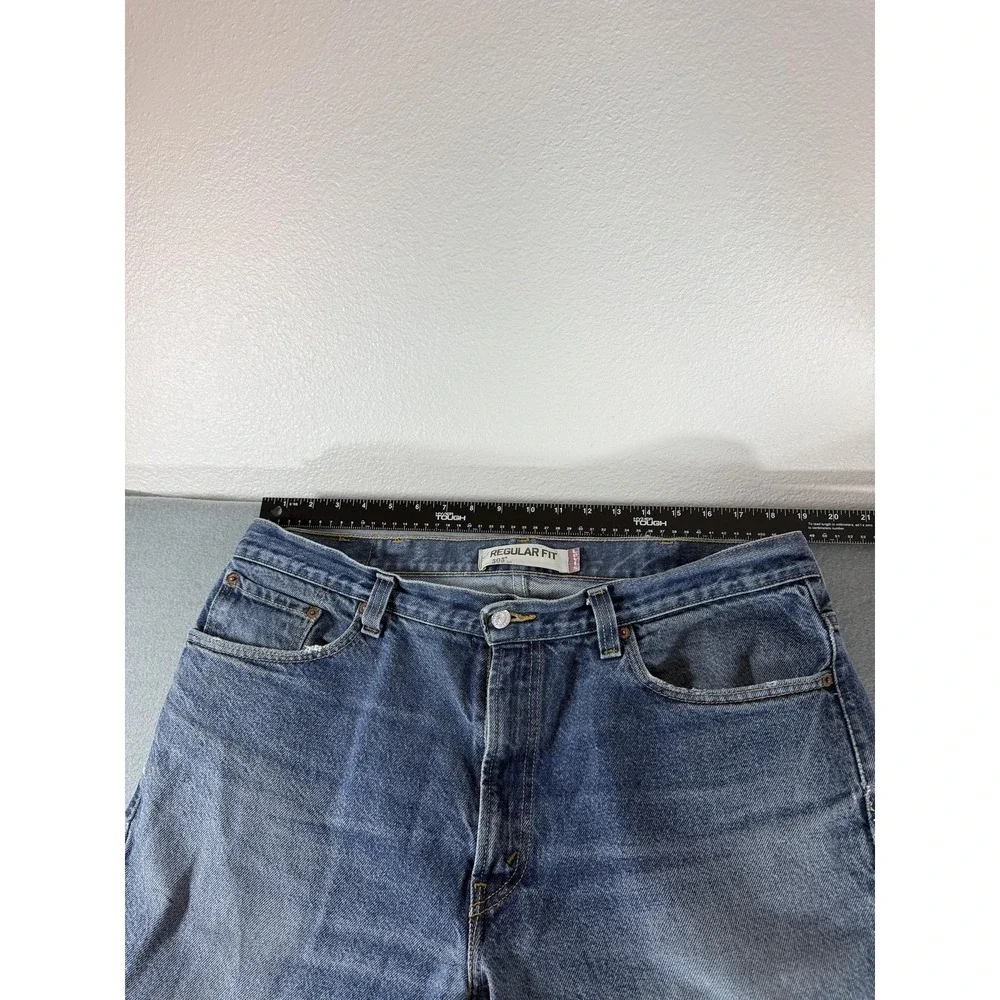 Levi's‎ 505 Jeans Mens 38x30 Medium Wash Blue Regular Straight Distressed Denim